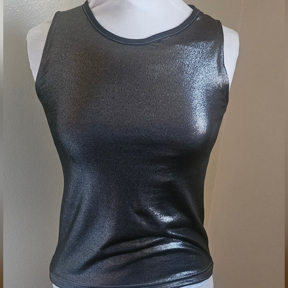 New W Tags Laviva Black Silver Shimmer Tank Top Size Medium Pretty